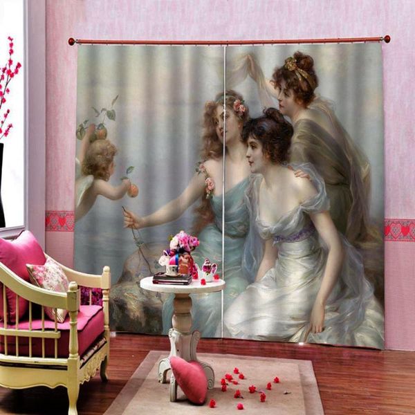 

curtain & drapes european style angel beauty art oil painting indoor decor for living room bedroom polyester fabric half-blackout
