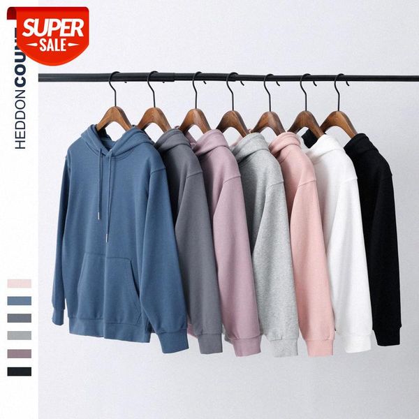 

men's autumn blank sweater pure color drop shoulder lazy style pullover and women's hooded #7i2h, Black