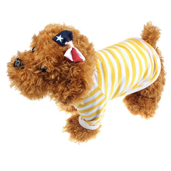 

dog apparel -pet stripe clothes dogs vest casual t-shirt yellow l