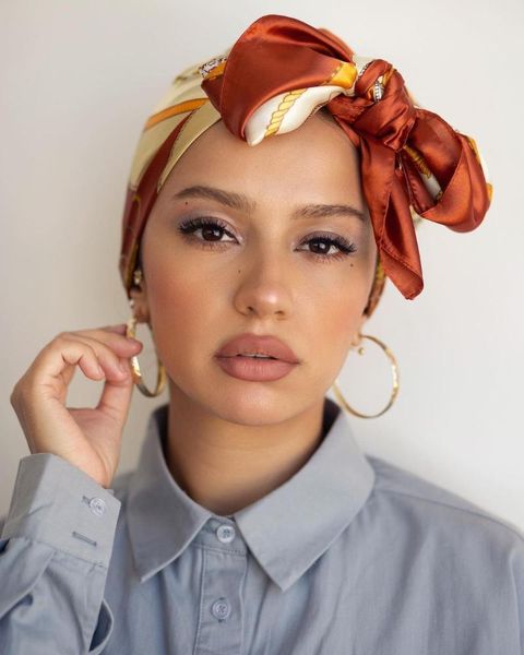 

scarves 2021 fashion summer silk square scarf women printing satin neck hair tie band beach hijab head female foulard, Blue;gray