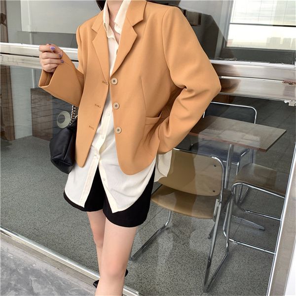 

retro plus size long sleeve chic office lady prom femme women sweet spring all match outerwear loose jacket coats 210421, White;black