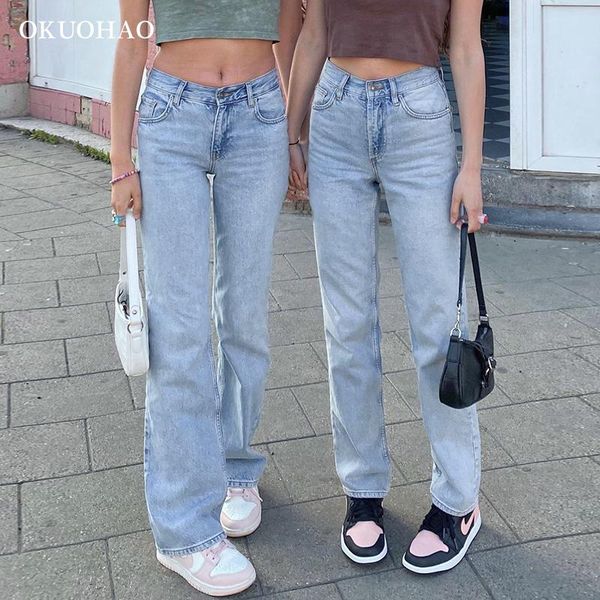 

women's jeans fashion classic y2k baggy women high waist loose straight leg pants summer light wash casual blue streetwear mom trousers
