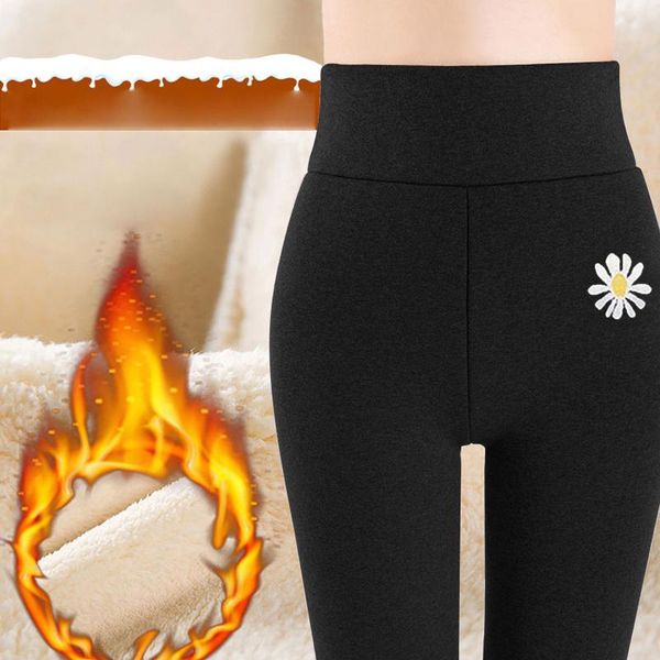 

women's pants & capris women daisy warm winter tight thick velvet wool cashmere trousers leggings slim super elastic tights #8, Black;white