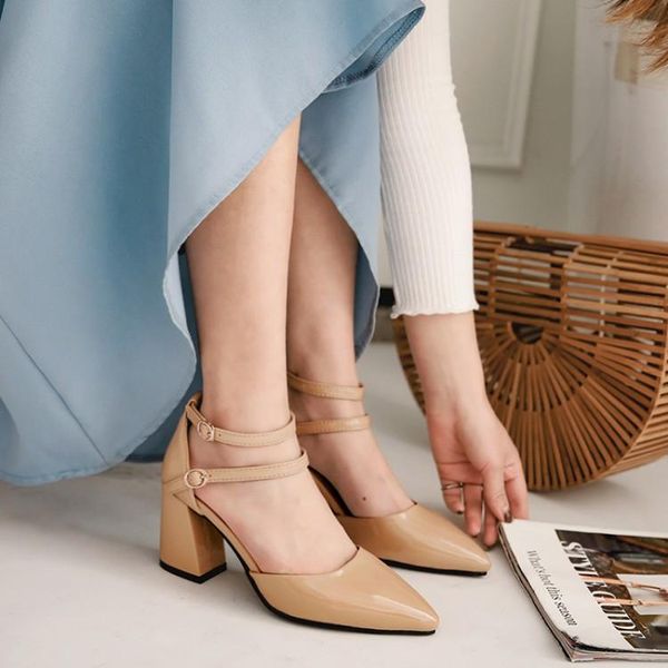 

big size 11 12 13 14 15 high heels sandals women shoes woman summer ladies pointed shallow mouth cingulate thick with, Black
