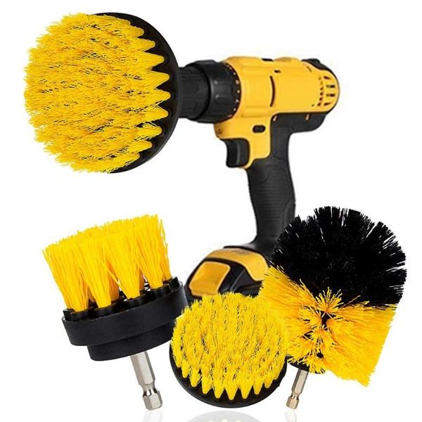

professiona electric drills 3pcs/set scrubber brush drill kit plastic round cleaning for carpet glass car tires nylon brushes 2/3.5/4'&