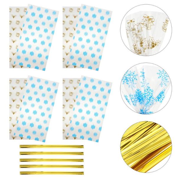 

gift wrap 250pcs/set snowflakes bell candy storage bag wrapping pouch with ties