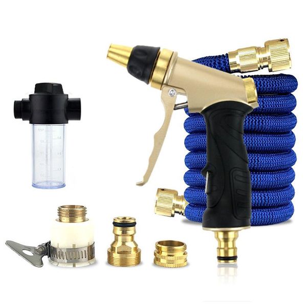 

garden water hose 75ft 100ft with zinc alloy spray nozzle quick connecter pipe gun flexible expandable portable magic watering equipments