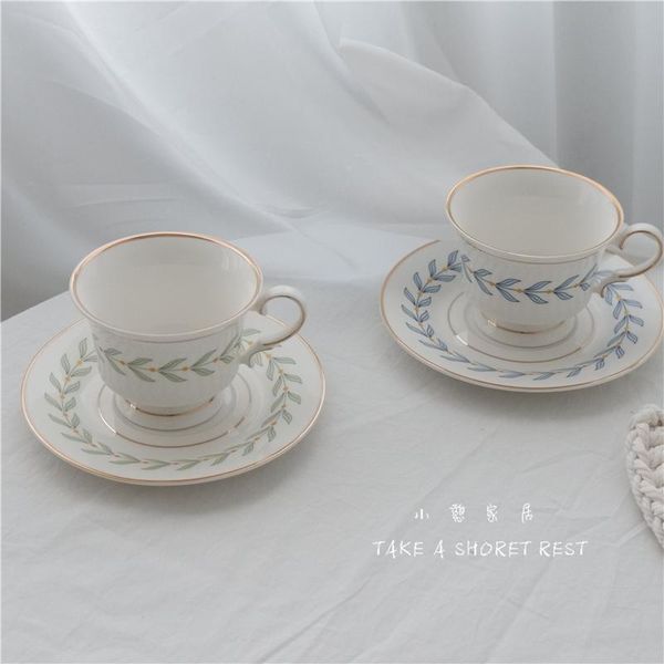 

cups & saucers nordic style coffee ceramic vintage small bone china cup set white handle copos personalizado drinkware oc50cc
