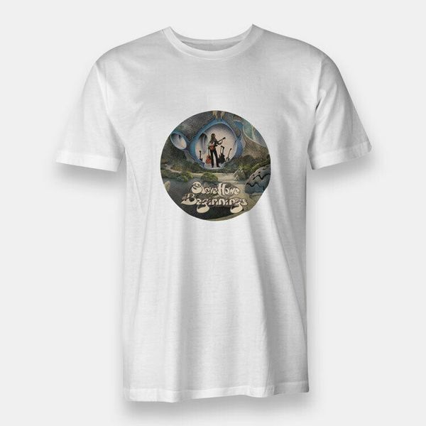 

steve howe beginnings guitarist circle men's t-shirt white, White;black