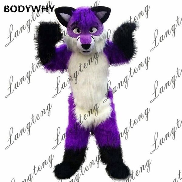 

mascot costumes purple fox husky dog furry fursuit costume mascot costume prop anime activity costume fancy dress parade adult, Red;yellow