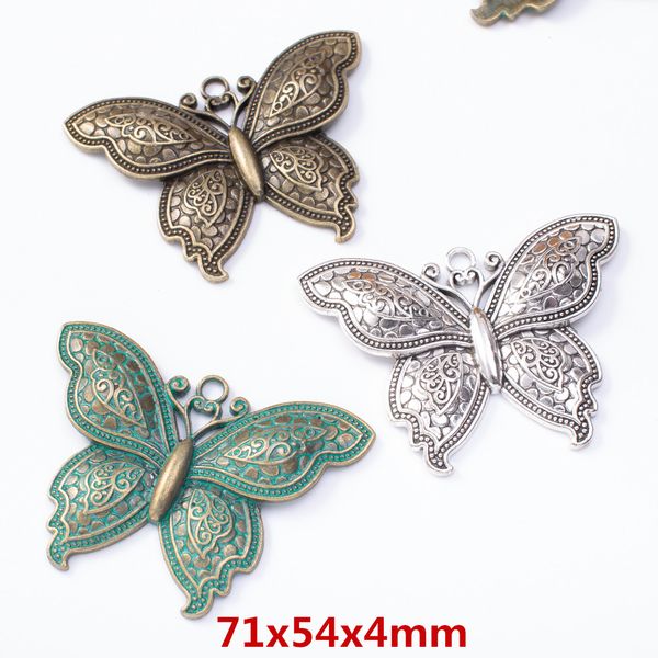 

2 pieces of zinc alloy charm ancient bronze butterfly pendant suitable for bracelet necklace jewelry accessories found 8142, Bronze;silver