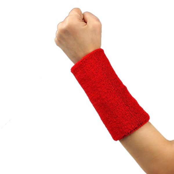 

wrist support 1pcs colorful cotton sport sweatband women wristband protector men running badminton yoga brace sweat band, Black;red
