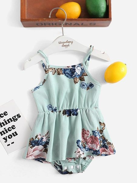 

baby floral print textured cami combo bodysuit dress she, Red;yellow