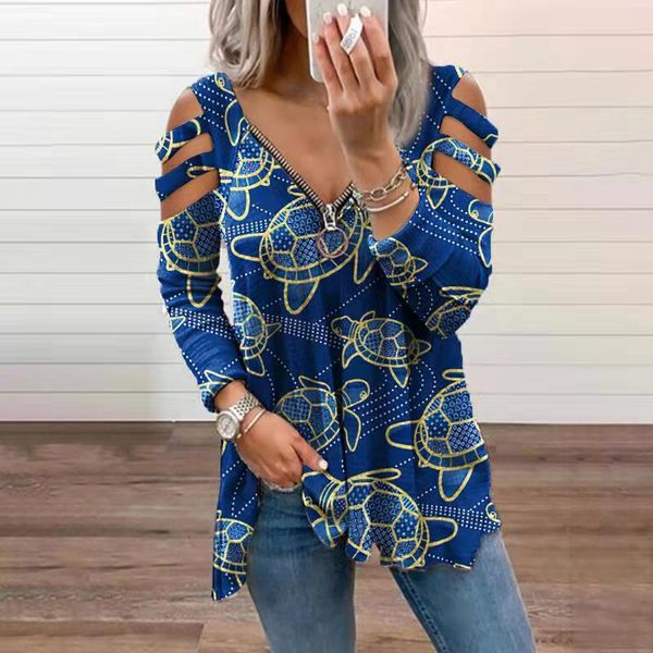 

women's blouses & shirts 2021 casual v-neck long sleeve autumn shirt lady hollow out bandage blusa women harajuku print zipper blo, White