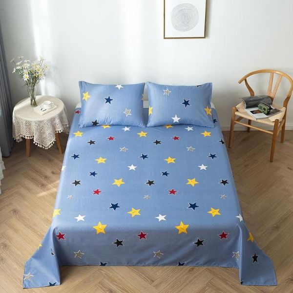 

sheets & sets cartoon stars blue bedding sheet with case 2/3 piece polyester fabric flat for bedroom el custom bed linen