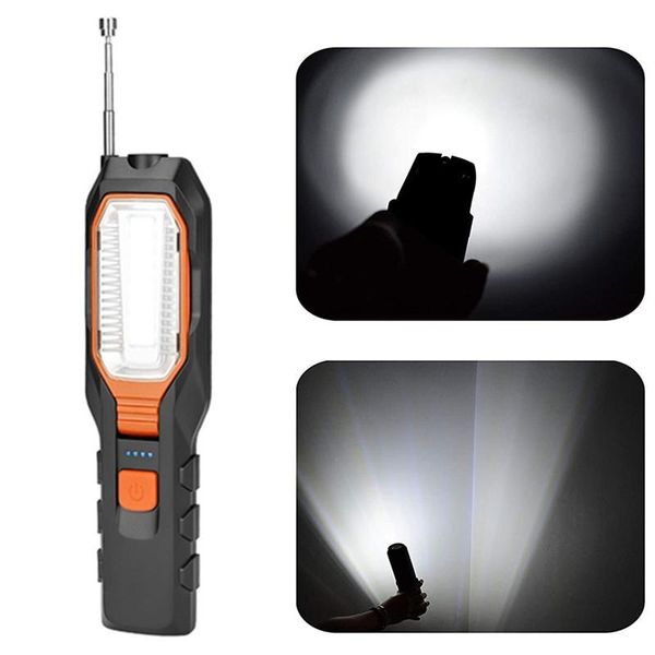 

flashlights torches cob led work light adjustable inspection lamp magnetic hand torch usb rechargeable camping lantern with hook magnet pick