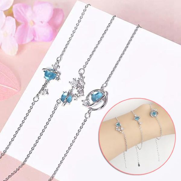 

link, chain planet pendants bracelet adjustable bangle star key charm alloy hand jewelry gift for women girls nov99, Black