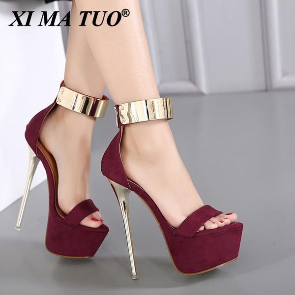 

dress shoes ankle strap heels platform sandals party for women wedding pumps 16cm high sequined gladiator black
