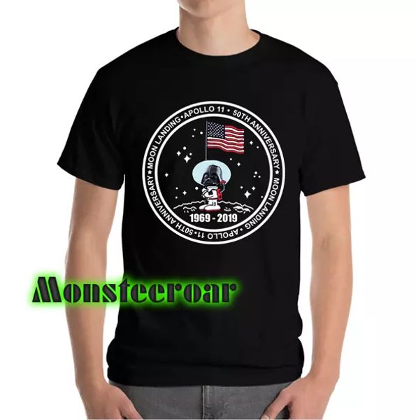 

Apollo 11 50th Anniversary Moon Landing 1969 2019 Space Black T-Shirt, White;black
