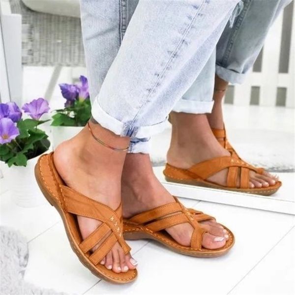 Sandália Mulheres Casuais Flip Flops Pu Sapatos Comfy Plataforma Plana Senhoras Soft Big Tee Correcção Ortopédica Bunion Corrector