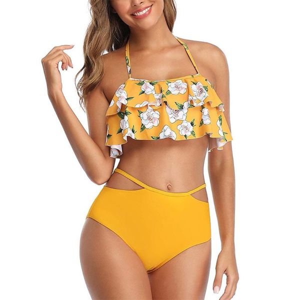 

bikini set off the shoulder print ruffled plus size women's swimsuit women brazilian biquini thong swimwear, White;black
