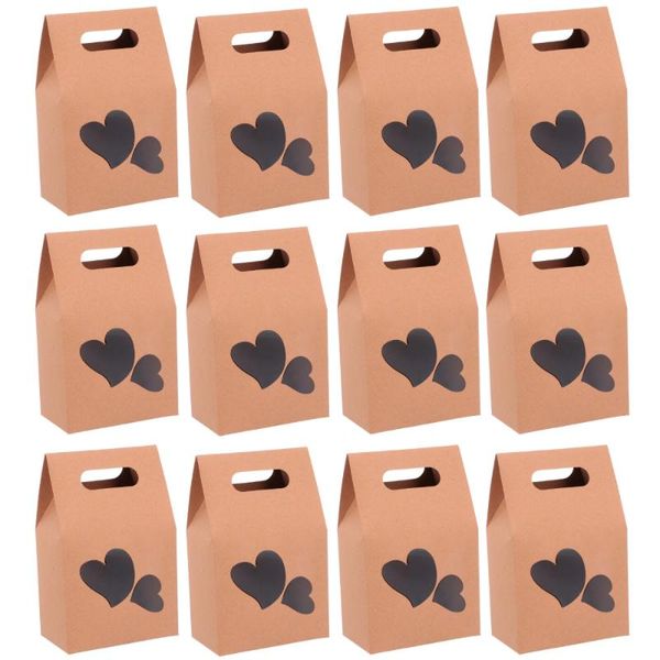

gift wrap 24pcs kraft paper boxes portable folding bags with window design