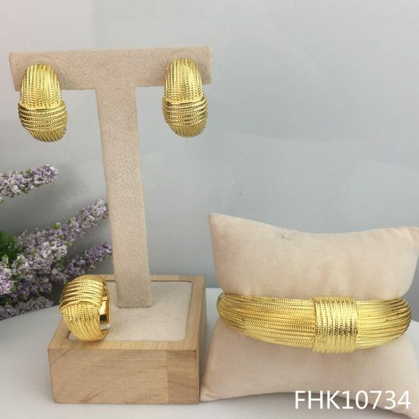

earrings & necklace yuminglai russian trendy 3pcs luxury gold color brazilian jewelry sets bracelet rings fhk10734, Silver