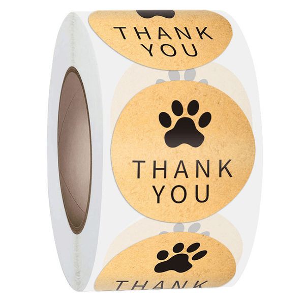 

thank you dog paw sticker decoration kraft paper sticker label 1221236