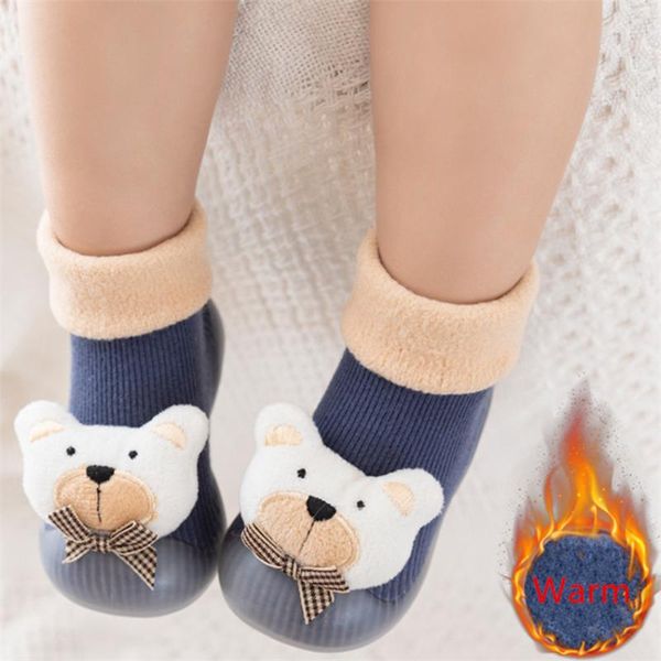 

socks toddler indoor sock shoes born boy girl first walkers anti-slip soft winter warm rubber infant animal cotton, Pink;yellow