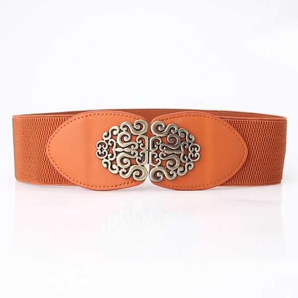 

women's wide elastic decoration with simple and versatile dress, fashionable waist closure, belt, Silver