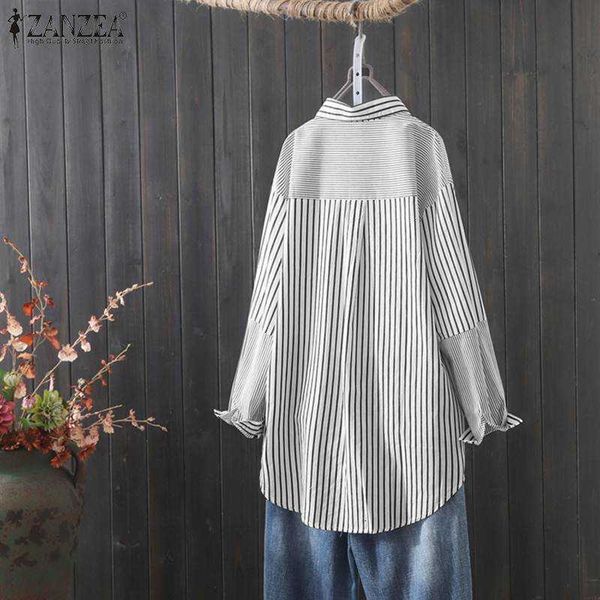 

women's blouses & shirts blouses fashion striped spring patchwork blouse casual long sleeve bluasas female lapel tunic plus size ifbu, White