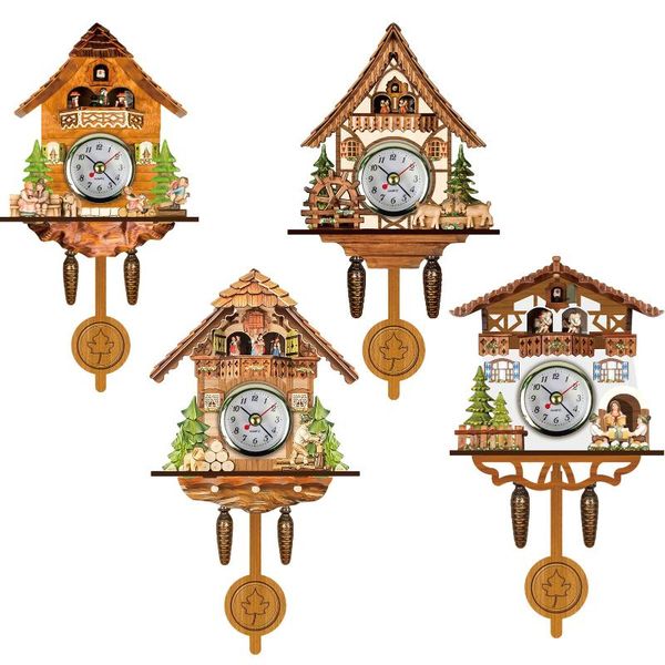 

retro cuckoo clock classic black forest wooden old-fashioned house shaped wall hanging decor for living room clocks