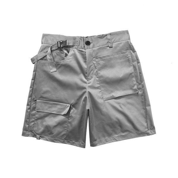 

summer multi-pocket shorts men women buckle casual hiphop men's cargo, White;black