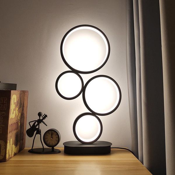 

table lamps circular ring lamp led light 42w 3light colous reading bedside living room home ofiice bedroom decoration eu/au/us/uk plug