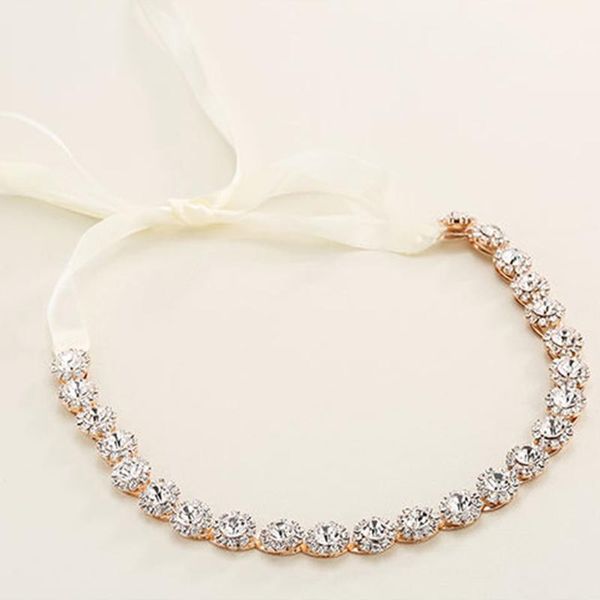 

hair clips & barrettes all-match rhinestone headband simple soft bridal hoop glittery headdress with ribbon accessories for girls bn, Golden;silver
