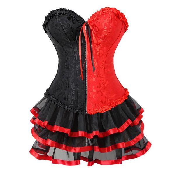

bustiers & corsets zipper front bustier corset dress girls skirts tutu burlesque halloween exotic plus size red and black masquerade sexy, Black;white