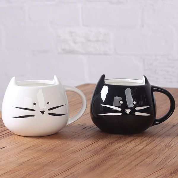 

mugs cat ceramic cup cartoon mug black and white home drinking coffee