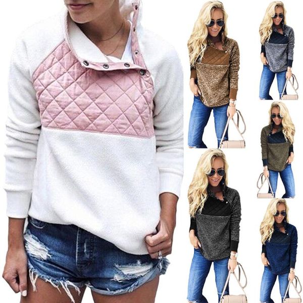 

women's hoodies & sweatshirts outfits autumn winter casual fashion patchwork solid women sweatshirt o-neck zipper stitching warm, Black