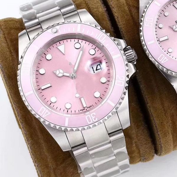 

luxury watch men pink sub 40mm date automatic machinery sweeping movement watches no battery reloj hombre, Slivery;brown