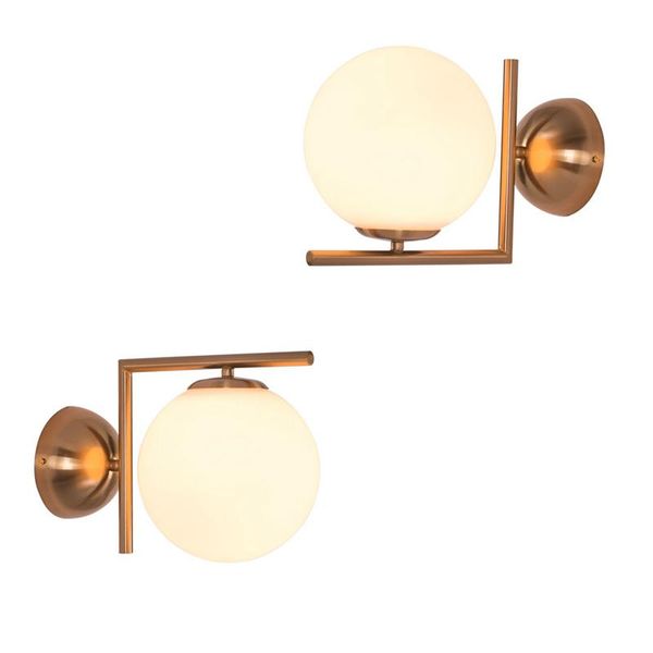 

modern nordic wall lamp 30cm round glass gold chrome ball mounted led indoor lighting restaurant living room bedroom corridor lamps