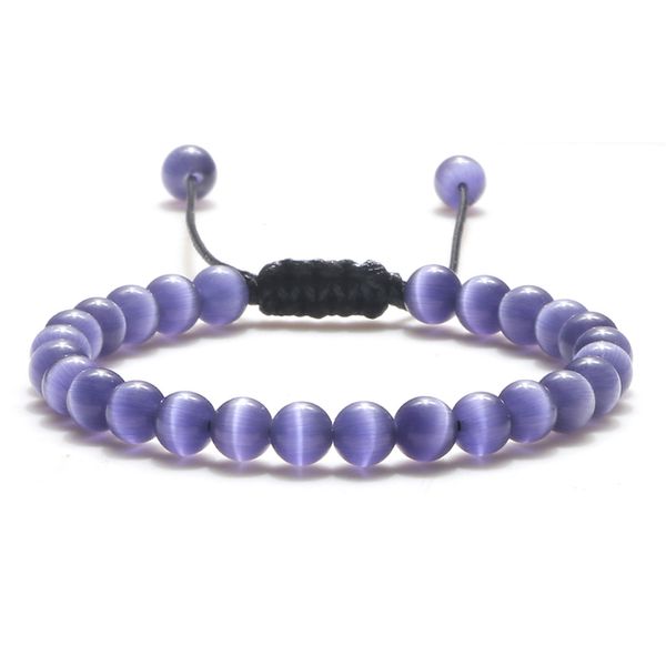 

6mm cat eye strands bracelet natural stone round beads healing bracelets couple buddha bangles chain jewelry gift for women, Black