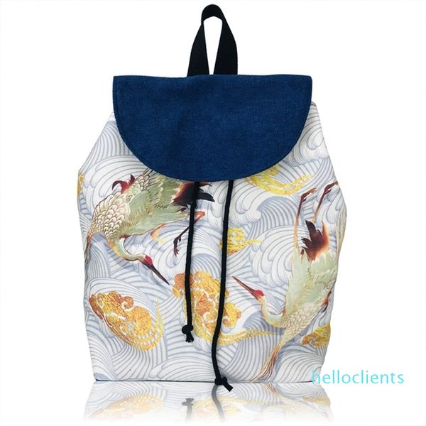 Женский рюкзак этническая древесина холст навязчивая плечо китайская студентка школьная сумка подарок
