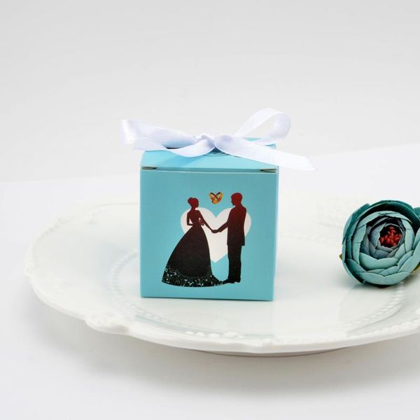 

gift wrap bride groom wedding candy box blue color paper chocolate packing for party decor supplies