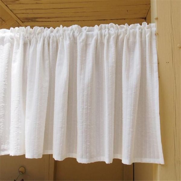 Cortina cortinas pastoral tira branco algodão café meia porta de cozinha curta pequena tonalidade decoração de janela cortinas