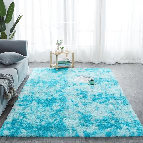 

carpets fashionable tie-dye plush carpet bedroom living room study non-slip floor mats children's large washable