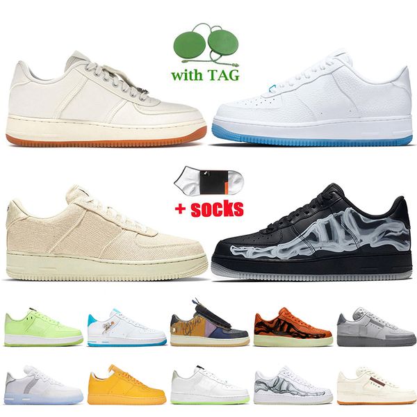 

travis scott air force one running shoes airforces 1 stussys beige af1 lx uv reactive university gold off black skeleton white hare space ja