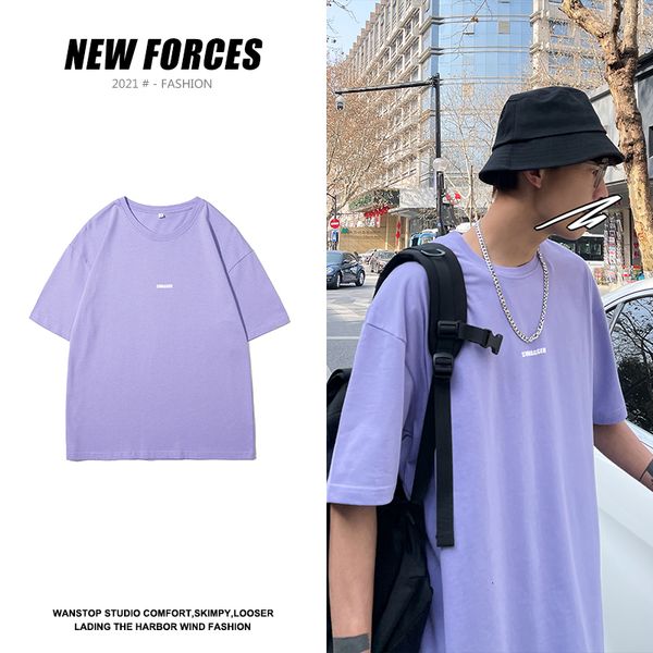 

men's casual oversize t-shirts fashion girls short sleeve 100% cotton solid color letter printing tees, White;black