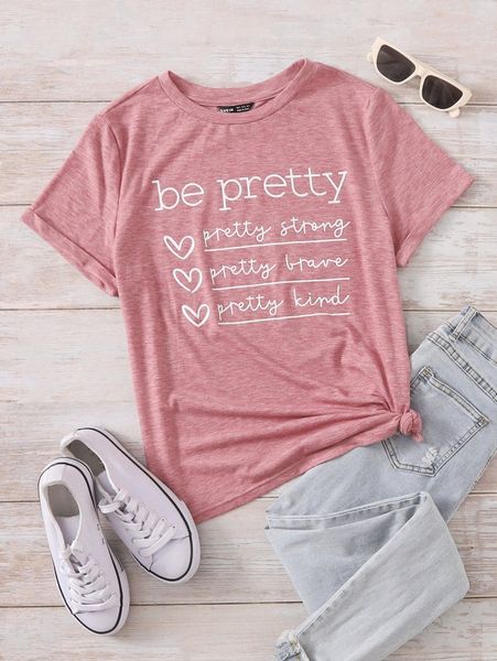 

plus slogan graphic rolled cuff tee k6wa#, Black