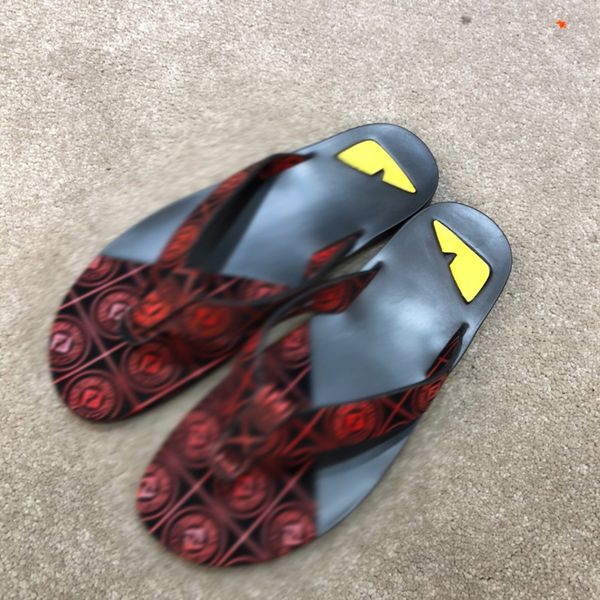 

luxurys men slippers designer rubber slides sandal mens designers flat fashion shoes beach flip flops flower with box size 39-45 -g319, Black