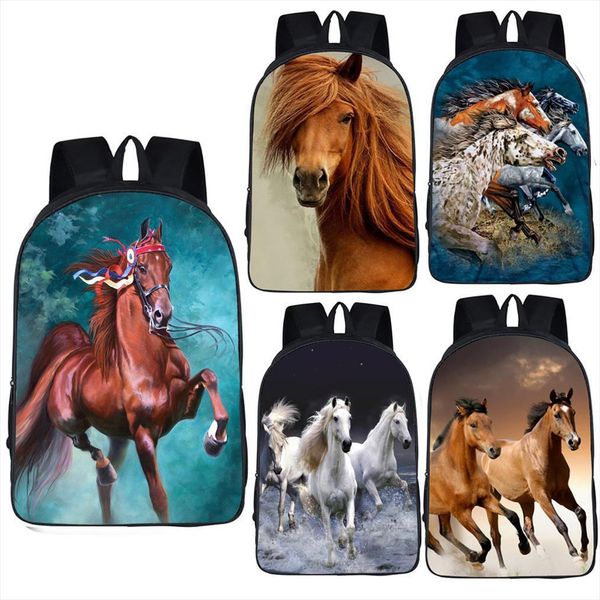 

animal horse backpack for teenage boys girls children school bags pony women men rucksack kids canvas daypack bookbag